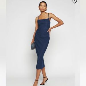 Reformation Delphinia denim midi dress